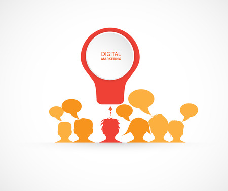 Interactive digital marketing flat style vector web background.  Best ideaのイラスト素材