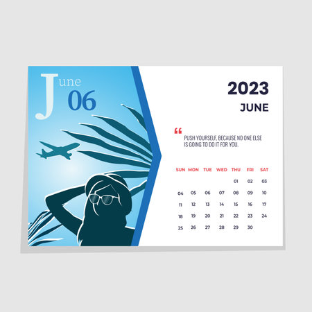 Calendar horizontal wall. June