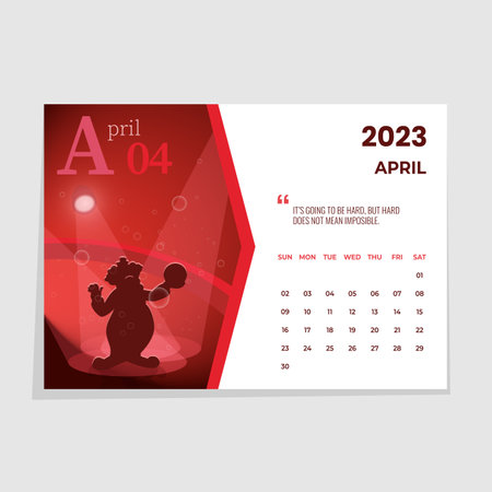 Calendar horizontal wall. Month of Aprilのイラスト素材