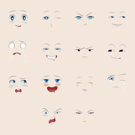 Emotions for anime styleのイラスト素材