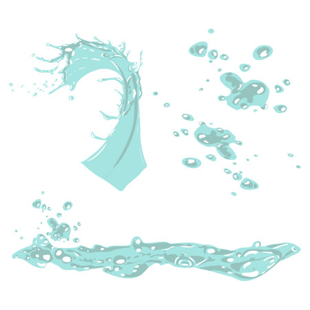 water splash flat cartoon setのイラスト素材