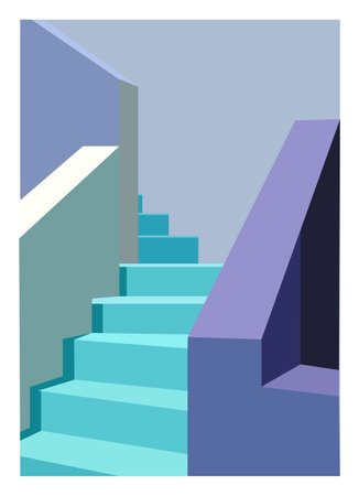 Abstract architectural background with bright modern colors geometric pattern. Modern city building vector illustration, cover, template. Trendy design for poster, print, social meのイラスト素材