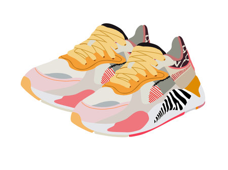 Fashion sneakers vector art illustration on white.のイラスト素材