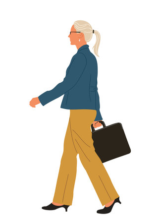 Young Business woman walking with briefcase vectorのイラスト素材