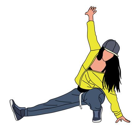 Girl dancing street dance in urban hip hop style.のイラスト素材