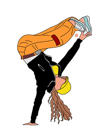 Girl dancing street dance in urban hip hop style.のイラスト素材