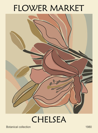 Abstract poster Flower Market Chelsea vector art.のイラスト素材