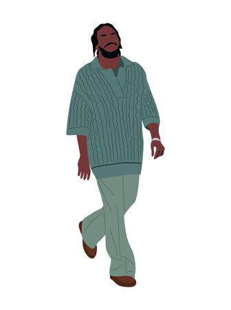 Stylish guy walking, wearing trendy outfit vector.のイラスト素材