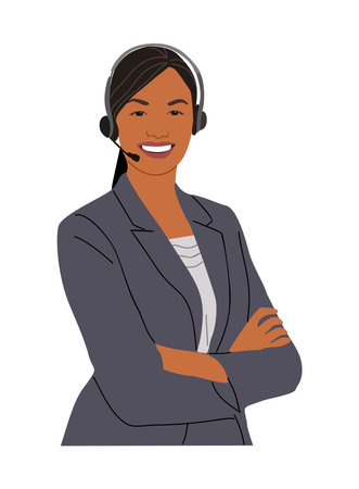 Call center hotline agent vector isolated on whiteのイラスト素材