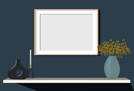 Frame mockup with potted house plants vector.のイラスト素材