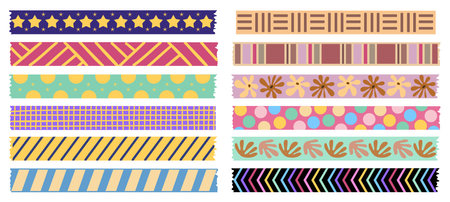 Washi tapes colorful abstract vector sticker set.のイラスト素材