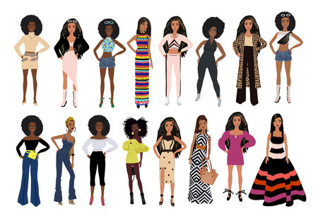 Fashion doll vector set isolated on white.のイラスト素材