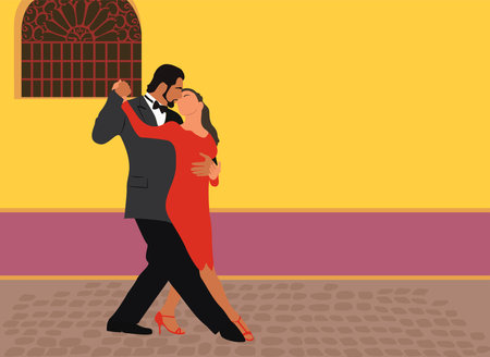 Latin Dancers on the Boca Chica street.のイラスト素材