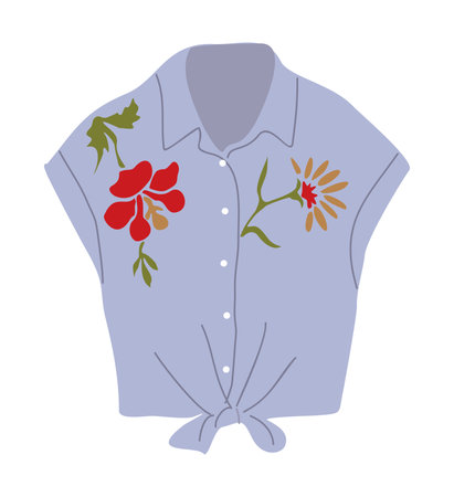 Casual blue modern female shirt vector isolatedのイラスト素材