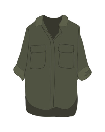 Casual shirt dress, modern womans summer garment.のイラスト素材