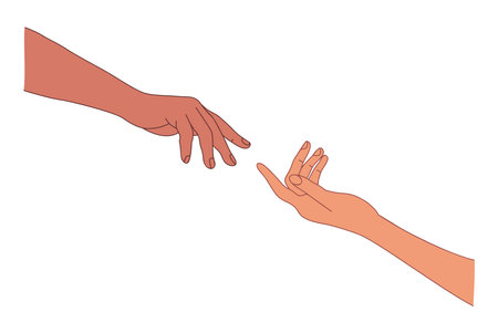 Two Hands reaching out to each other vector.のイラスト素材