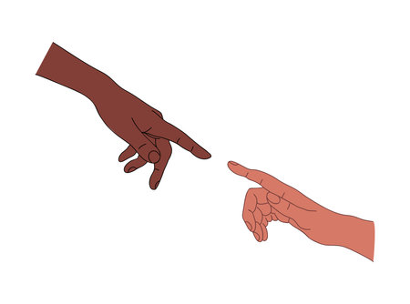 Two different Hands reaching out vector isolatedのイラスト素材
