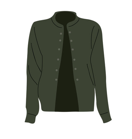 Green jacket with buttons fashion icon vector.のイラスト素材