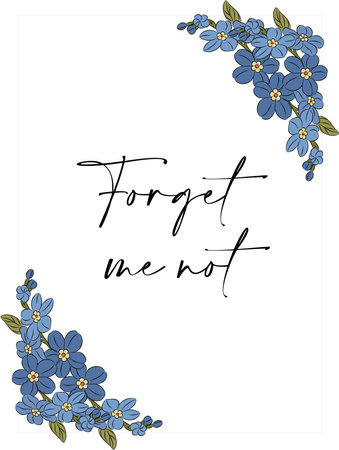 Blank card with forget me not flowers.のイラスト素材
