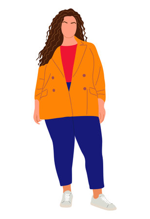 Curvy Business woman vector realistic on white.のイラスト素材