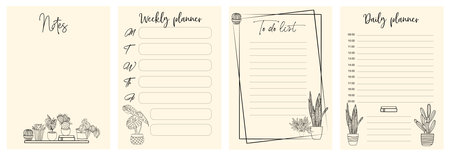 Set of weekly, daily planner pages, notes vector.のイラスト素材