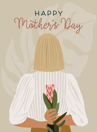 Happy Mother day greeting card vector template.のイラスト素材