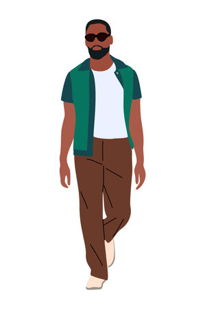 Stylish black man vector isolated on white.のイラスト素材