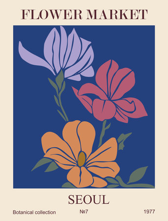 Abstract Flower Poster Flower market Seoul print.のイラスト素材