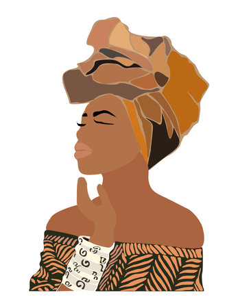 Abstract Black Woman Portrait vector art isolated.のイラスト素材