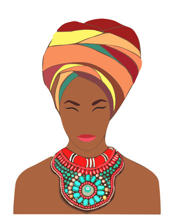 Abstract Black Woman Portrait vector on white.のイラスト素材