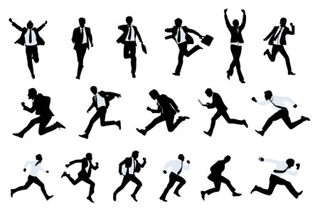 Silhouettes of business people run vector isolatedのイラスト素材