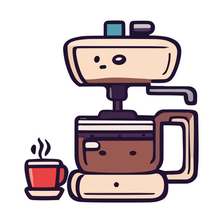 Retro coffee maker. Vintage coffee machine cartoon doodle vector illustration isolated on white background. Perfect design for coffee shop sign, poster, cardsのイラスト素材