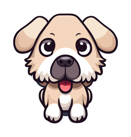 Cute dog doodle vector illustration isolated on white background. Cartoon dog or puppy character. Funny pet animalのイラスト素材