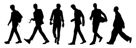 People walking vector silhouette isolated on whiteのイラスト素材