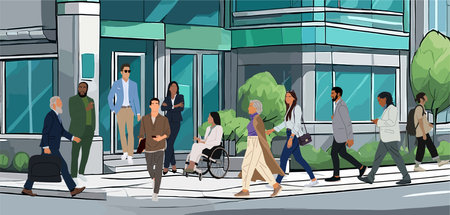 Business people walking on the city street vector.のイラスト素材