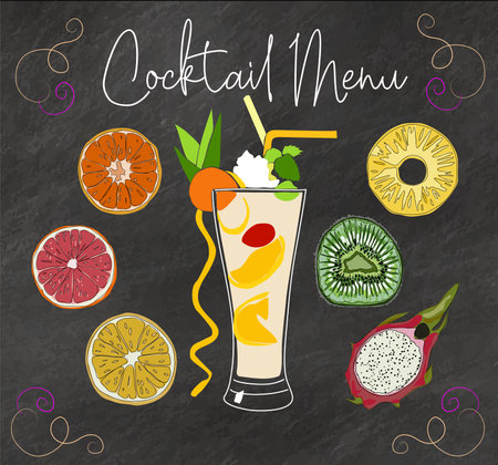 Cocktail or milk shake menu Vector illustration.のイラスト素材