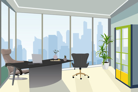 Modern office interior business space vector art.のイラスト素材