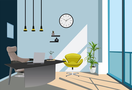 Work place room, modern office Interior, cabinet.のイラスト素材