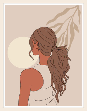 Modern Woman Wall Art Abstract Female Print vectorのイラスト素材