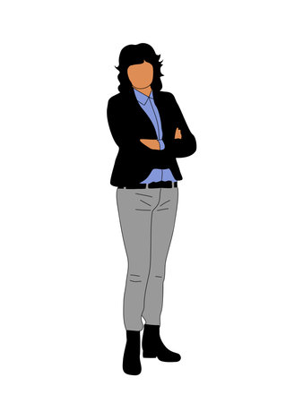Modern business woman standing vector on white.のイラスト素材