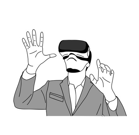 Business Man using VR headset vector isolated.のイラスト素材