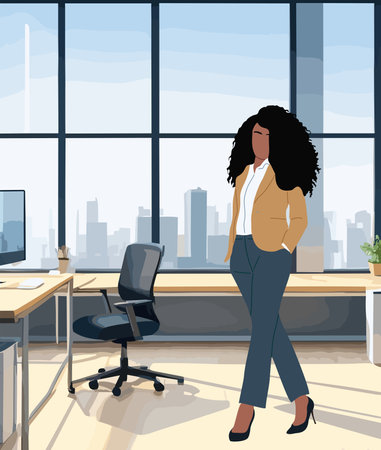 Business woman in modern comfortable office vectorのイラスト素材