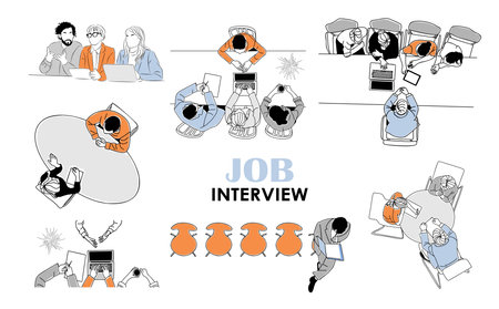 Job interview business scene vector isolated set.のイラスト素材