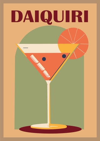 Daiquiri Cocktail retro poster vector wall art.のイラスト素材