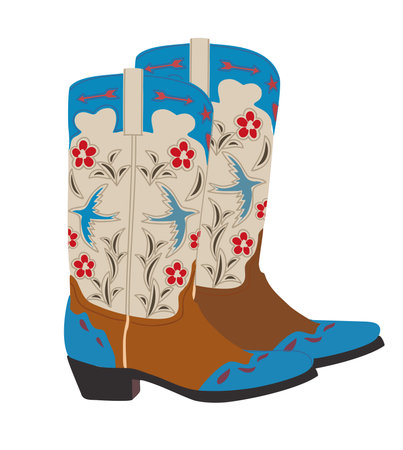 Western cowboy boots vector isolated on white.のイラスト素材