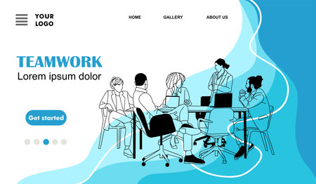 Team work business concept landing page template.のイラスト素材