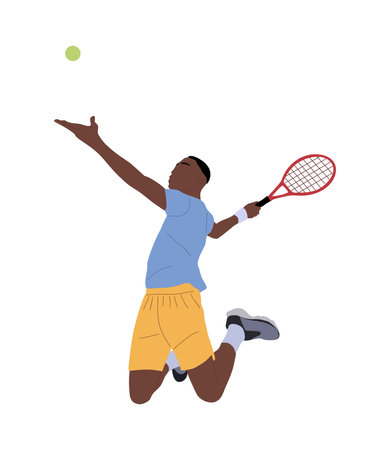 Black sportsman tennis player with racket and ballのイラスト素材