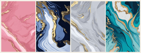 Set of Modern fluid watercolor, marble backgroundsのイラスト素材