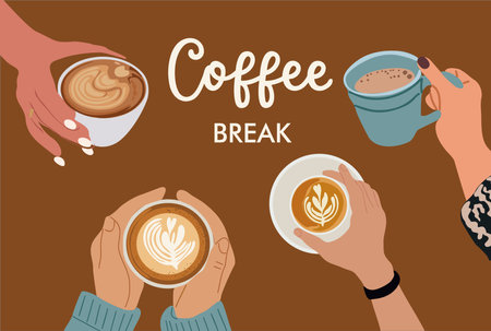 Coffee break vector art with text isolated.のイラスト素材