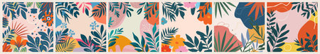 Modern square cards with abstract botanical shapes